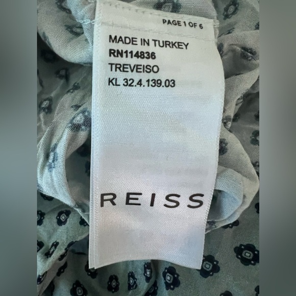 Reiss “Treveiso” Medallion Dot Slim Fit Floral Shirt (Sage) - Picture 5 of 5